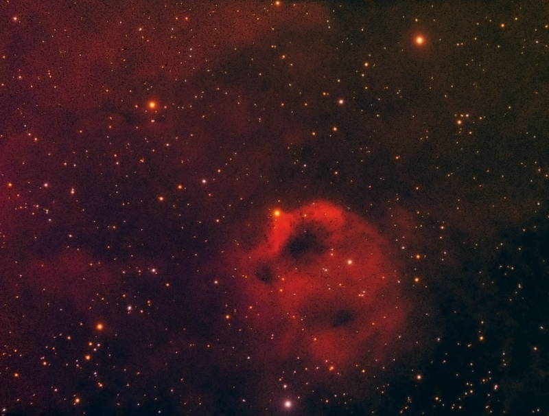Phantom of the Opera nebula Sh2-173
Combined data from 3 different set ups.  
All from Home location Bromley

Esprit100 and Atik460EX  8 x 600 Ha February 2021 (1 hour 20 mins)
Then November 2021 and January 2022 using a dual rig
WOZS71 and Atik428EX Ha only 6 x 600  (1 houtr)
ED80 and Atik460EX Ha 6 x 600 Ha (1 hour)
ED80 and Atik460EX RGB 17 subs totalling (1 hour RGB)
HEQ5, Manual filter wheel and AtikEFW2

Total imaging time 5 hours 40 mins  HaRGB
Link-words: CarolePope