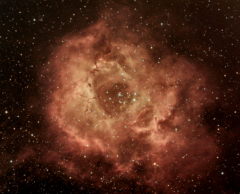 Rosette Nebula Ha and DSLR
Ha from Atik460 and RGB from DSLR 
Link-words: CarolePope
