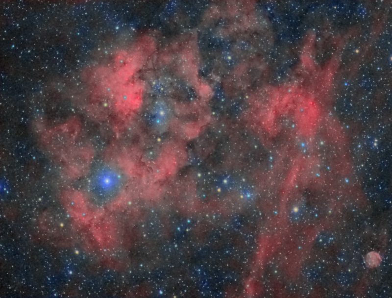 Sh2-115
A rarely imaged Nebula in Cygnus near Deneb.
Ha 600 x 13
Oiii 300 x 13 binned
RGB stars 150 x 3 binned each 
Atik428EX and ED80
Link-words: CarolePope