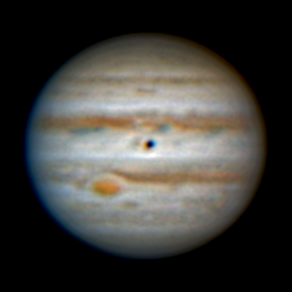 Jupiter, Io, Io's Shadow and Great Red Spot 
 1 x 90s @ 10fps

Link-words: Duncan