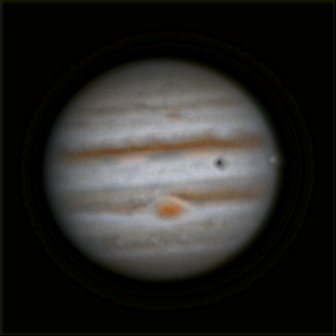 Jupiter with GRS, Io and Io's Shadow
Mid point frame with greatest detail, wavelets re-applied.
Link-words: Duncan