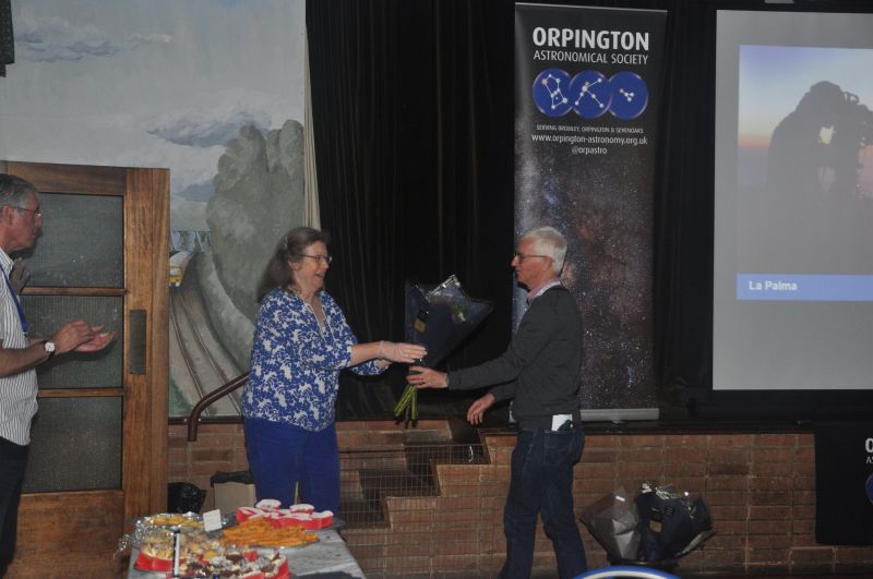 OAS 40th Anniversary Event 16-10-2021, Sue being presented with a bouquet by Andrew
Link-words: Celebration2021